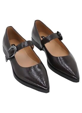 Nine West Katrel Mary Jane Dark Brown Patent Pointed Toe Flats Size 7M